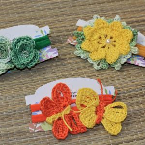 Fita em nylon com aplique em crochê